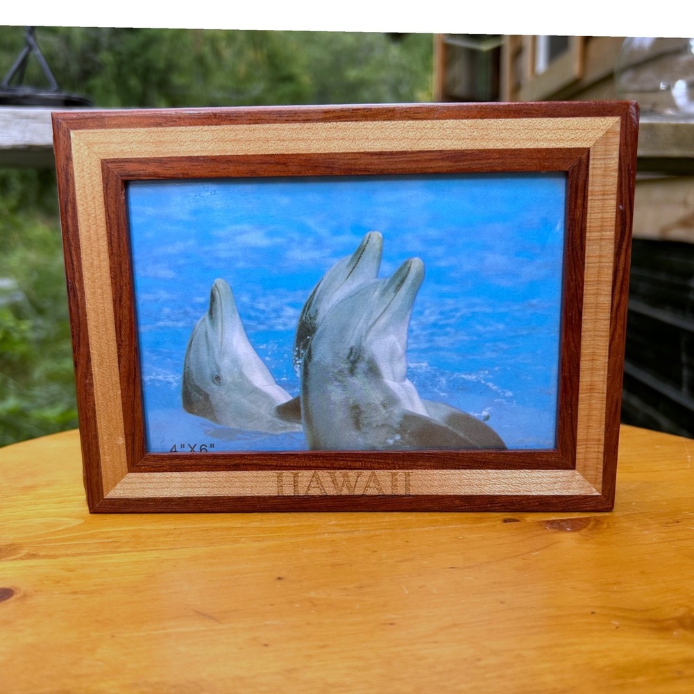 Vintage Koa Wood Hawaii Photo Album Folding Picture Frame Large Brown MCM